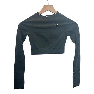 Gymshark Long Sleeve Crop Top | Green | Size XS